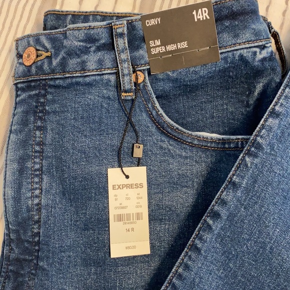 Size 14 Express Curvy Slim Super High Ride Jeans - Picture 2 of 3